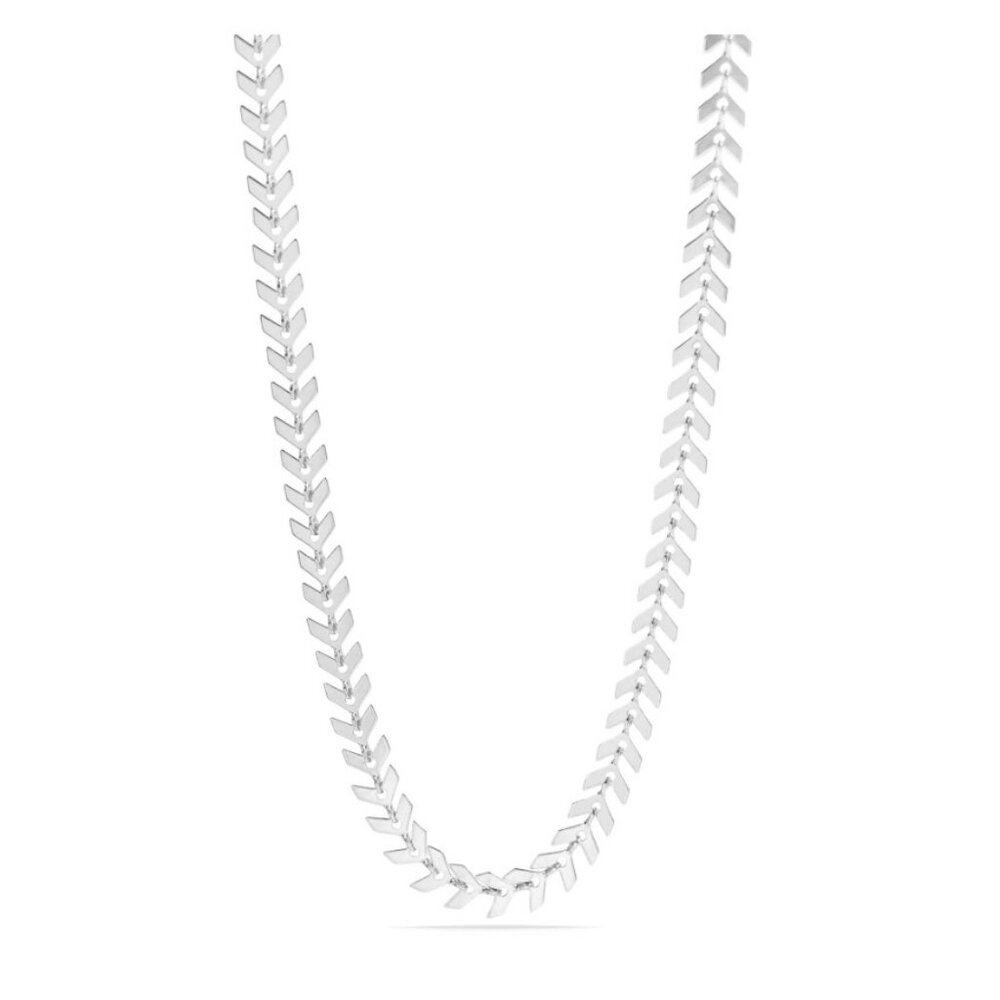 Silver Herringbone Necklace – Water & Tarnish-Resistant & Hypoallergenic Luxury